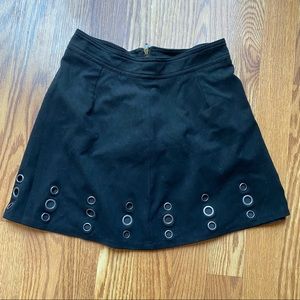 Black Faux Suede Skater Skirt Grommet Forever 21